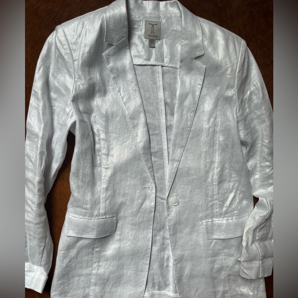 Tristan Silver Blazer 💯 linen